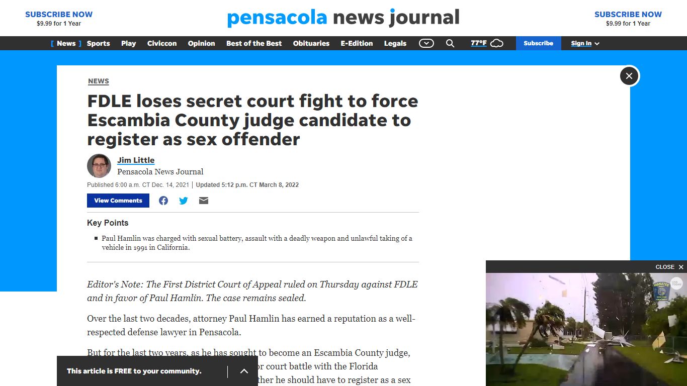 FDLE, judge candidate in secret fight over sex offender registration